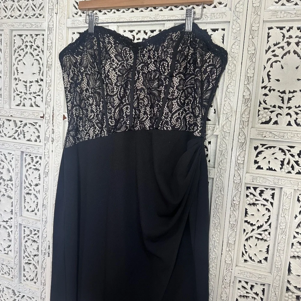 Galina Signature Black Lace Corset Sequin Romantic Whimsygoth Fairy‎ Prom Dress